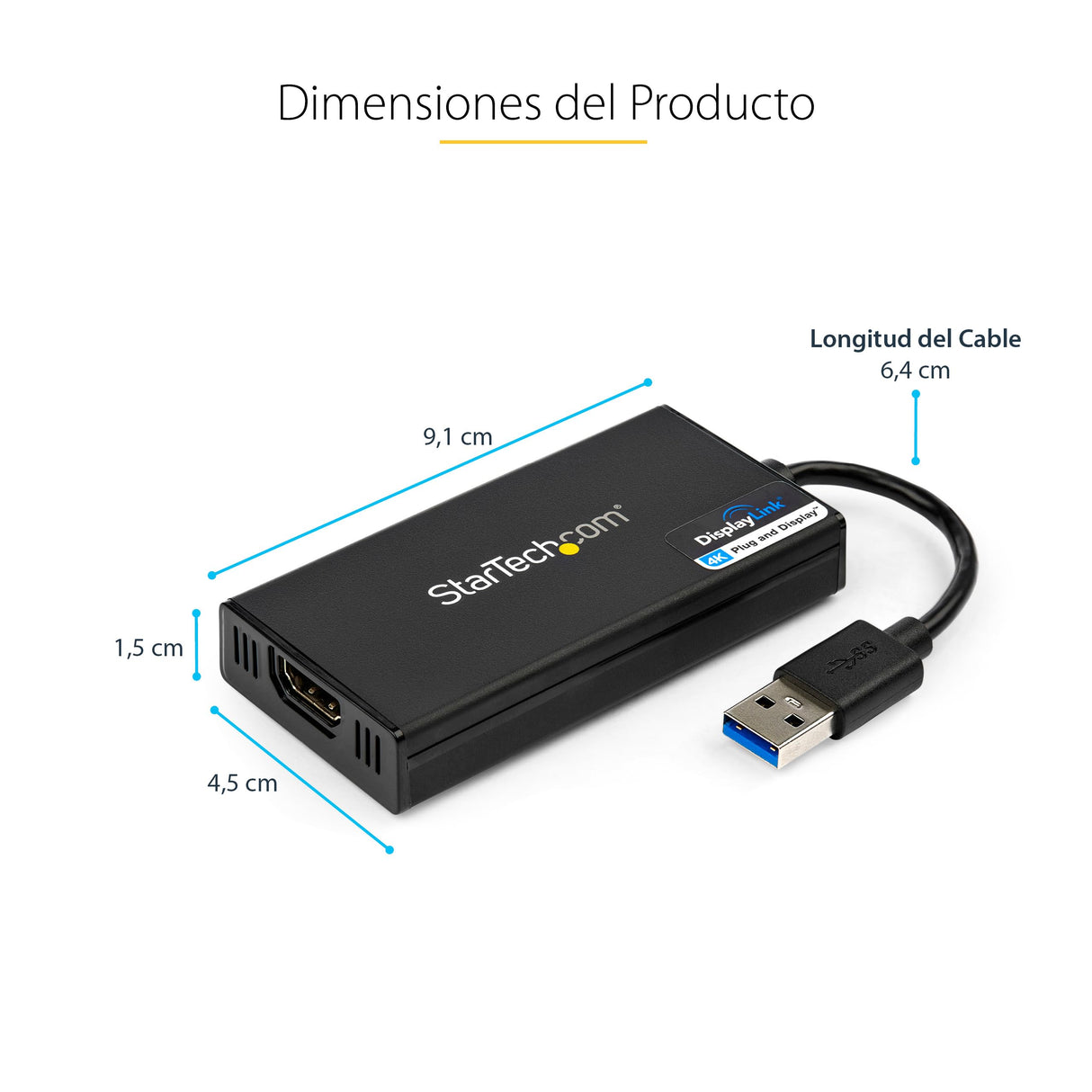 StarTech.com Adaptador Gráfico USB 3.0 a HDMI - UltraHD 4K30Hz - Conversor Externo USB-A a HDMI para Monitor - Mac y Windows
