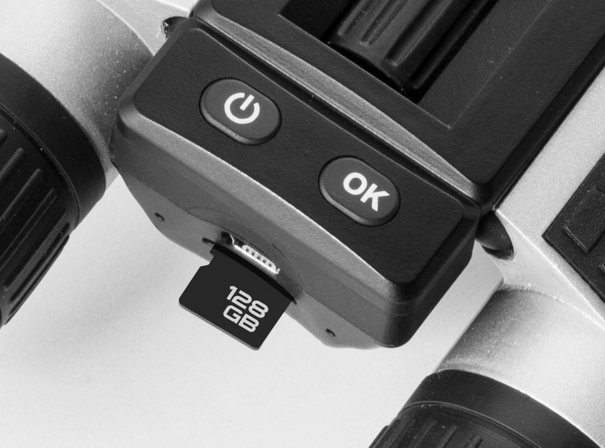 Binoculares Technaxx con Pantalla para Adultos, utilizados para observar Aves, Animales, Viajar, Cazar, Eventos Deportivos - Grabación de Video y Fotos FullHD, Zoom 4X, MicroSD - Binoculares TX-142