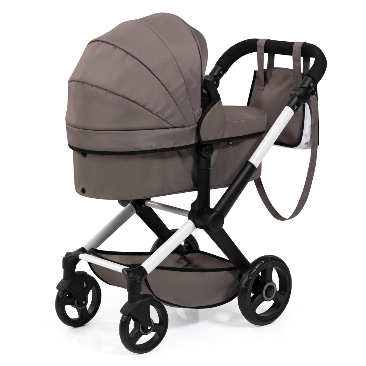 Bayer Design 17086AB Cochecito de muñeca Combi Xeo, Carro para muñecos, Bolsa, Convertible, Regulable en Altura