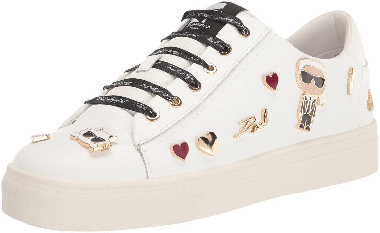 KARL LAGERFELD Cate Pins Lace Up Platform Sneaker, Zapatillas Mujer, Blanco Brillante, 38 EU