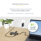 StarTech.com Adaptador Multipuertos USB C de Vídeo 4K a 60Hz, con Hub de 3 Puertos USB-A de 5Gbps, Entrega de Alimentación USB de 100W, Red Ethernet, SD/microSD, Cable de 30cm (115B-USBC-MULTIPORT)