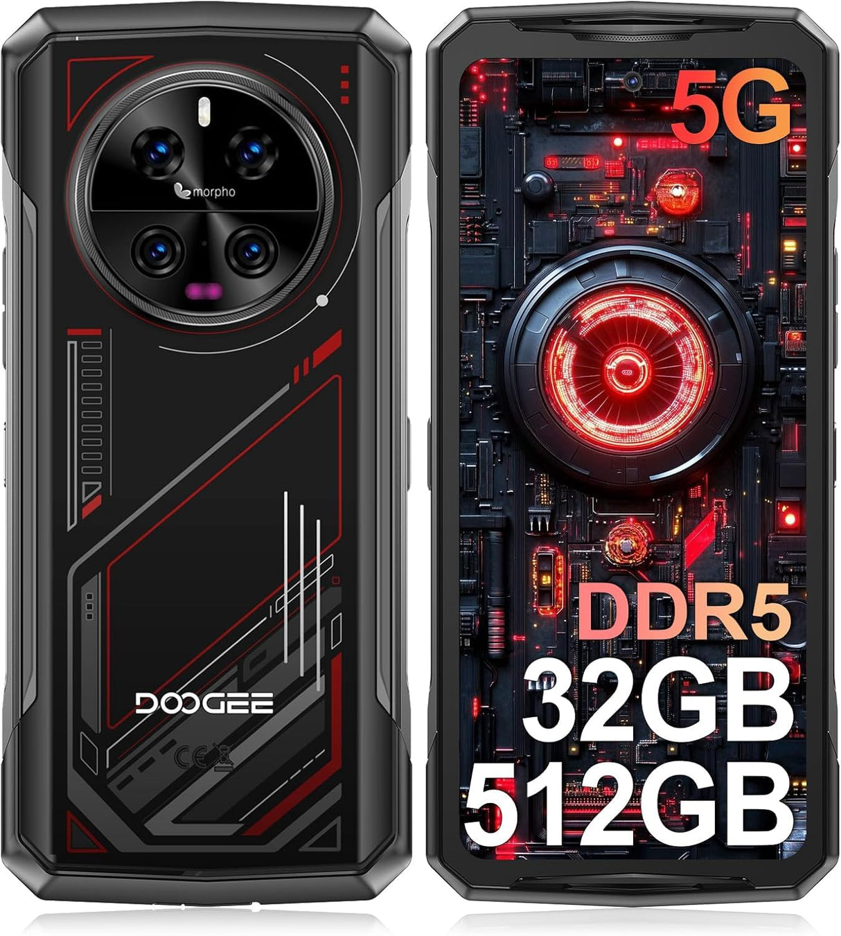 DOOGEE V40 Movil Irrompible 5G Android 14, 32GB+512GB MTK7300 4nm Octa Core, 6.78" FHD+ IPS 120Hz Movil Resistente, Cámara AI 108MP, 8680mAh, IP68/ NFC/Face ID/Huella/5G Dual SIM Rugged Smartphone