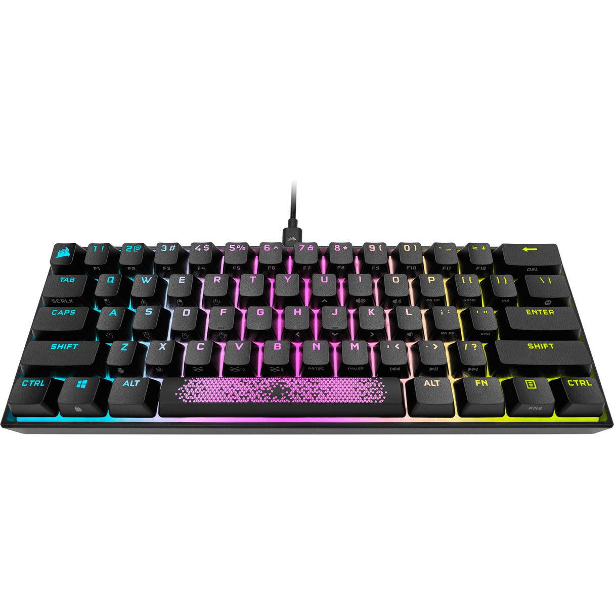 Corsair K65 RGB Mini 60% Teclado mecánico para Juegos (iluminación RGB Personalizable de Teclas Individuales, Teclas Cherry MX Speed, Teclas PBT de Doble Disparo, tecnología AXON) QWERTZ, Negro