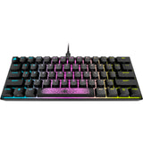 Corsair K65 RGB Mini 60% Teclado mecánico para Juegos (iluminación RGB Personalizable de Teclas Individuales, Teclas Cherry MX Speed, Teclas PBT de Doble Disparo, tecnología AXON) QWERTZ, Negro