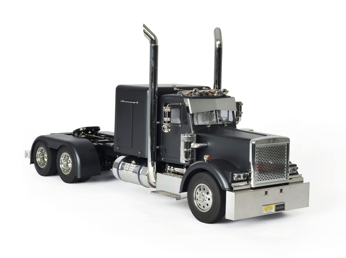 Tamiya 56356 1:14 RC Grand Hauler Matte Black Edition - Paquete de camión con Mando a Distancia (FS Reflex Stick II 2.4 GHz 6CH), camión RC, camión teledirigido, modelismo, Kit, camión