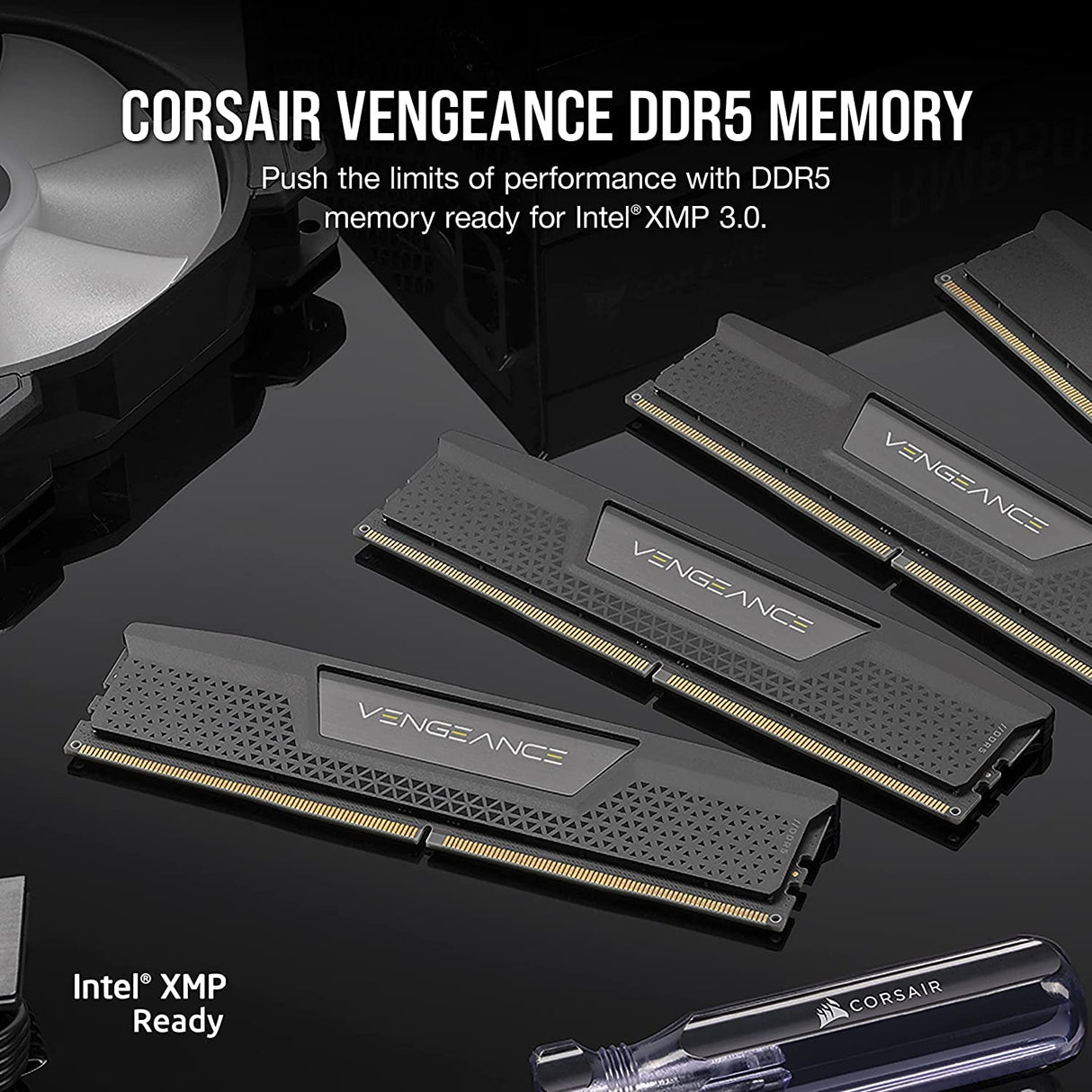 Corsair Vengeance DDR5 64GB (2x32GB) 5200Mhz C40 Memoria per Desktop (Regulación de Voltaje a Bordo, perfiles XMP 3.0 Personalizados, Factor de Forma Compacto, Optimizadas para Intel) Negro