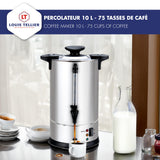 Louis Tellier - Percolador de Café Profesional - Capacity 10 L – Capacidad para 75 Tazas - Acero Inoxidable - Grifo de Goteo
