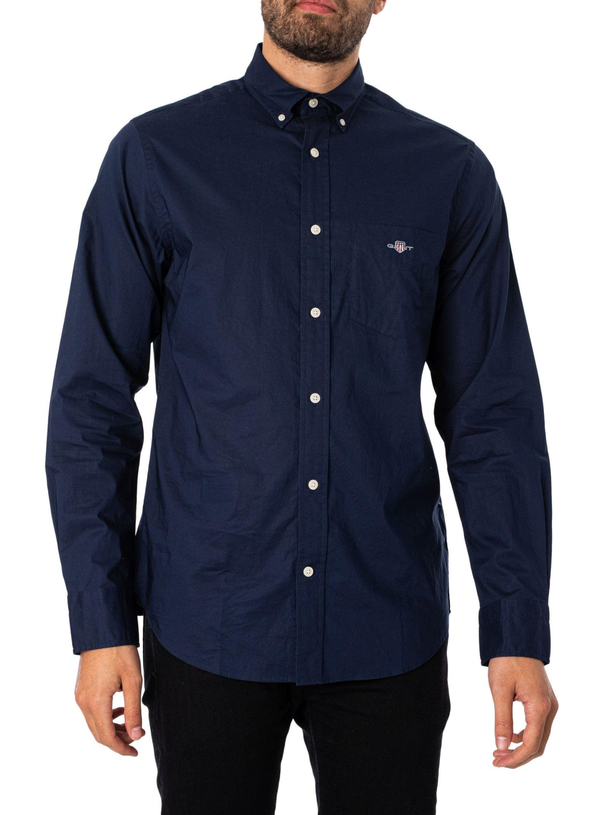 GANT Reg Poplin Shirt Camisa de Vestir, Marine, L para Hombre