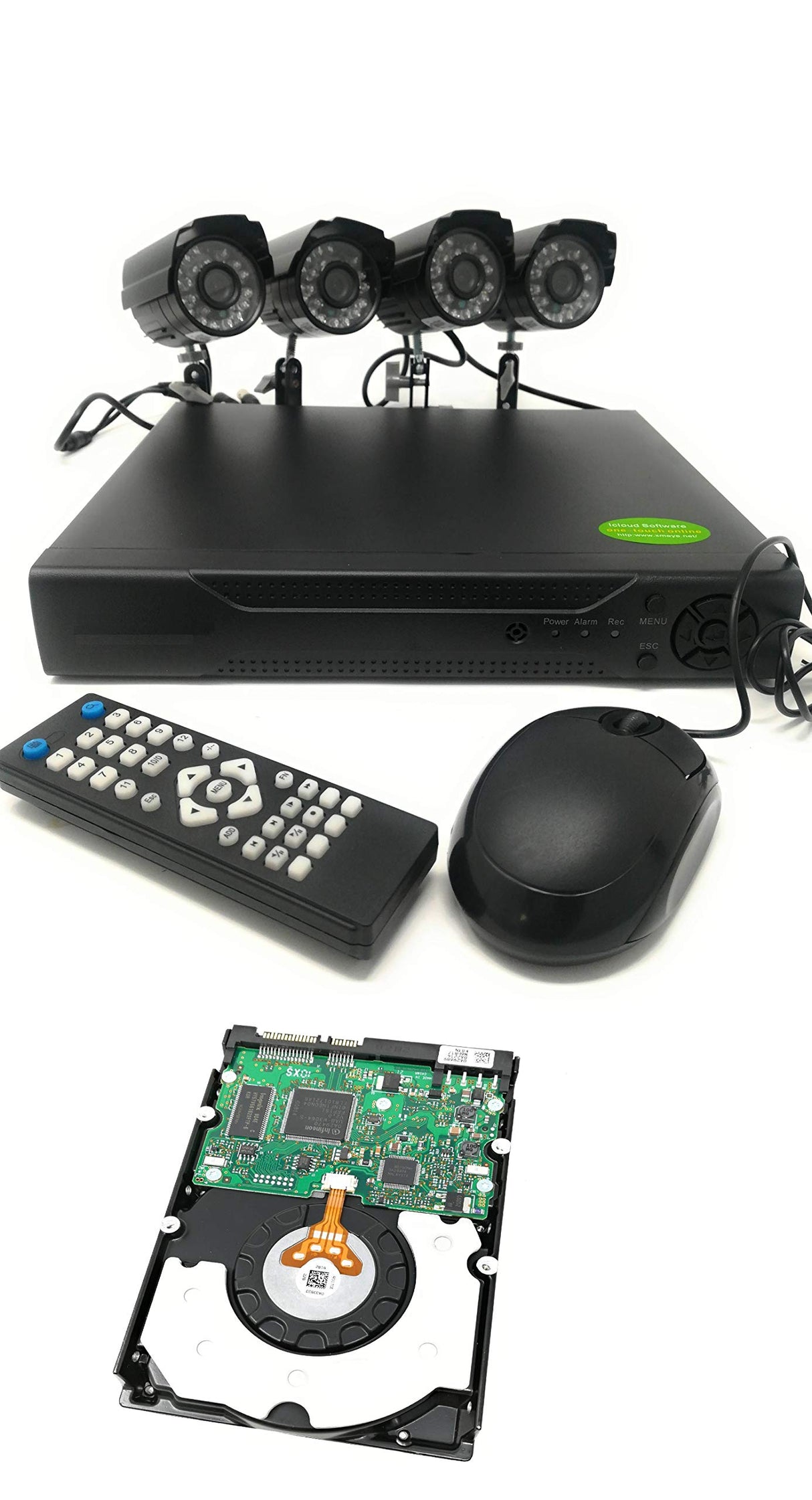 TEMPO DI SALDI Kit de videovigilancia DVR de 4 Canales + 4 cámaras infrarrojas + Disco Duro 500 GB