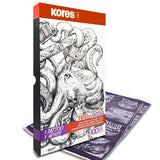 Kores - Papel de tatuaje - Hekto 216 - Papel de transferencia, plantilla con tinta morada para kit de tatuaje - No tóxico - Papel de plantilla de tatuaje - 21,5 x 36,8 cm - Caja de 100