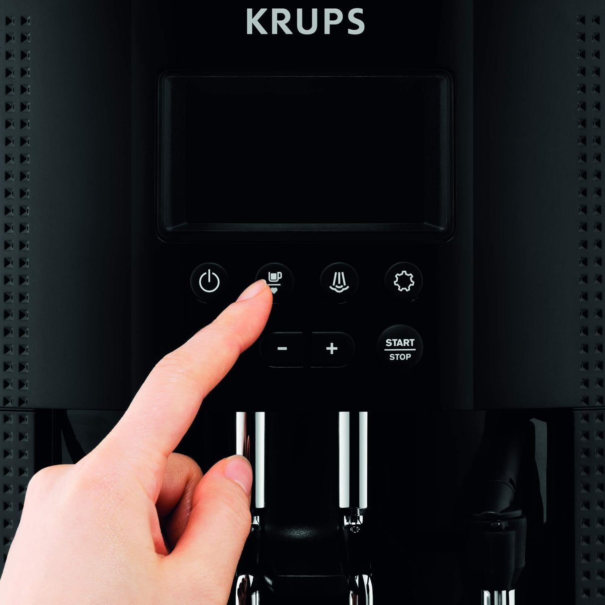 Krups Máquina de café Essential, molinillo de granos, cafetera espresso, pantalla LCD, limpieza automática, boquilla de vapor para capuchino negro YY8135FD