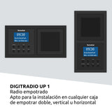 TechniSat DIGITRADIO UP 1 - Radio Dab+ Empotrable para su Instalación en Enchufes Dobles (Dab, FM, Bluetooth, Pantalla LCD Regulable, Despertador, Temporizador para Dormir, 2 Vatios RMS) Negro