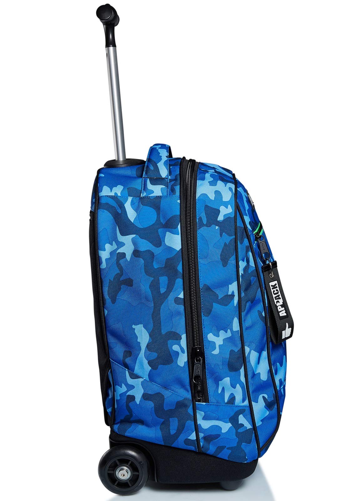 Appack Mochila con Ruedas Big Trolley, YUZER, Deep Blue - Mochila 2 en 1, Mochila Escolar con Carro, Crossover System - Bolso Escolar Niñas Adolescentes - Bolsillo Frontal Bolsillo con Cremallera