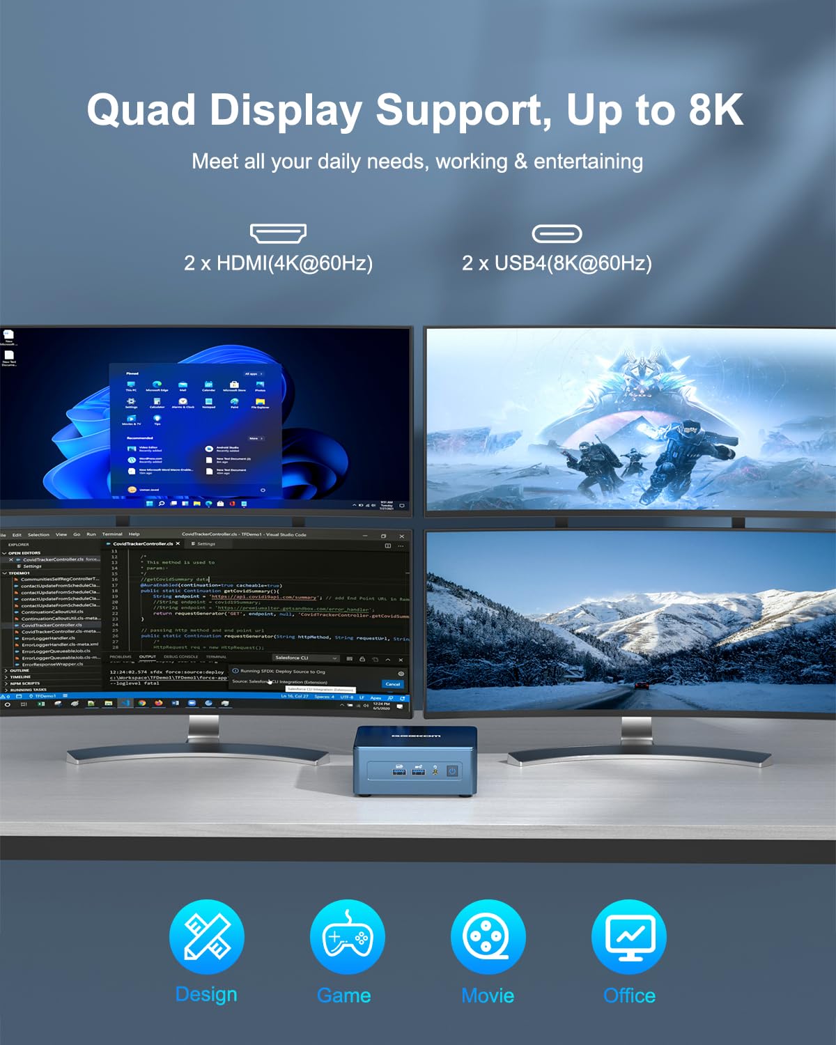 GEEKOM Mini PC Gaming IT13, NUC 13 i9-13900H (20 Threads, 24MB Cache, MAX 5,40 GHz), 32GB und 2TB PCIe 4.0 SSD Desktop Computadora, Windows 11 Pro | USB4 | Wi-Fi 6E | 8K UHD