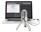 SAMSON Meteor Mic - Portable USB Studio Quality Condenser Microphone - High Performance, General Purpose/Podcast/Gaming/Music Recording Microphone, 16-bit, 44.1/48kHz Resolution, Silver Chrome