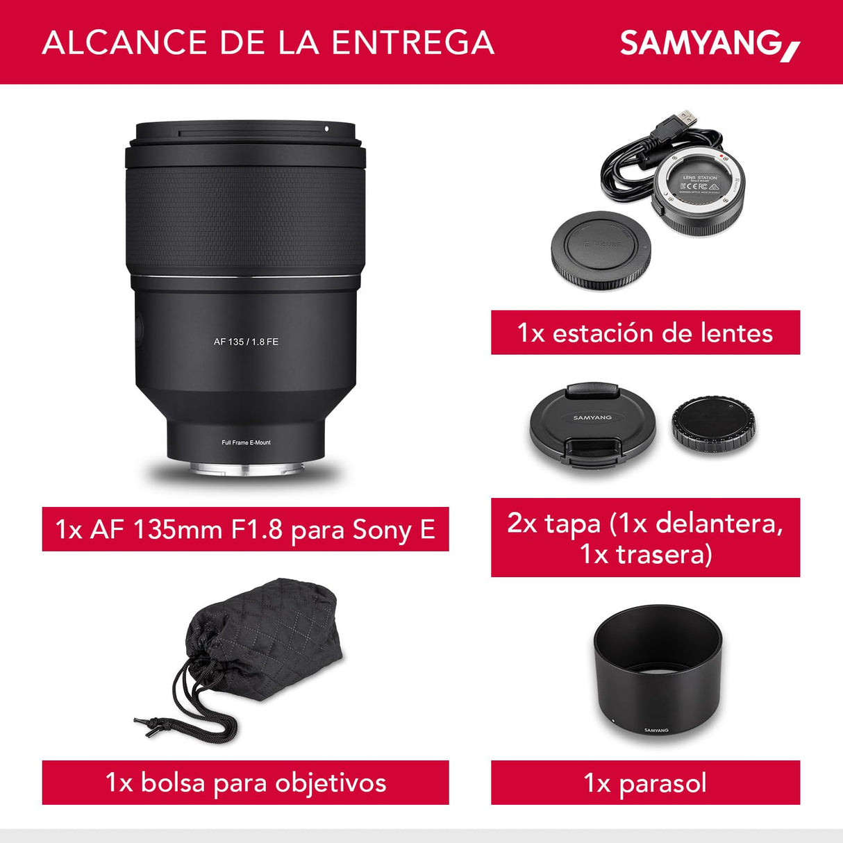 Samyang AF 135mm F1.8 FE para Sony E - lente teleobjetivo de formato completo y APS-C con enfoque automático, longitud focal fija brillante para cámara Sony con montura E