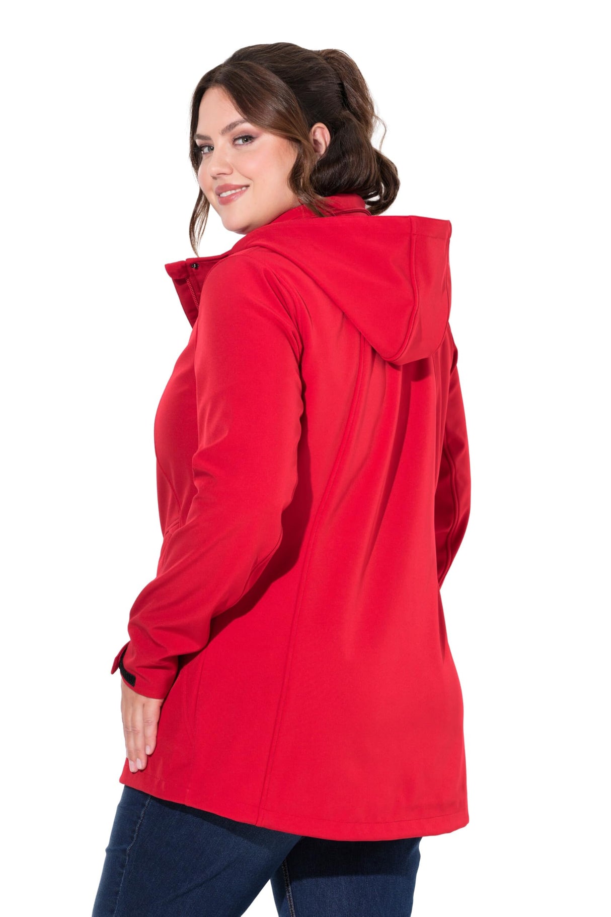 Ulla Popken Hyprar Softshell-longjacke, Wasserdicht, A-Linie, Kapuze Chaquetas, Salsa, 54-56 Mujeres