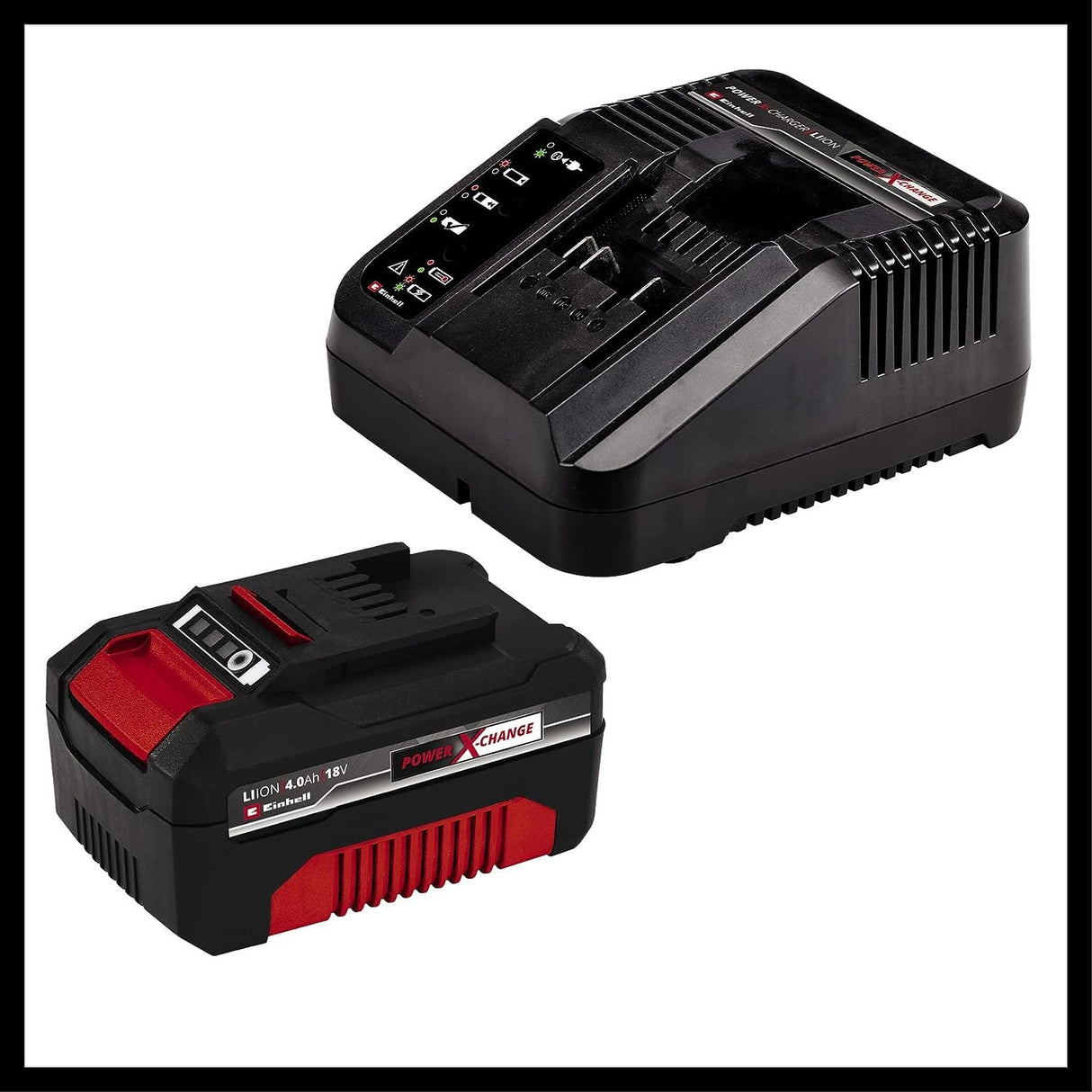 Einhell Taladro con batería TE-CD 18/40 Li + amoladora angular con batería TC-AG 18/115 Li PXC (iones de Li, 18V, incl. batería 4Ah y cargador, accesorios de amoladora angular, caja de puntas, bolsa)