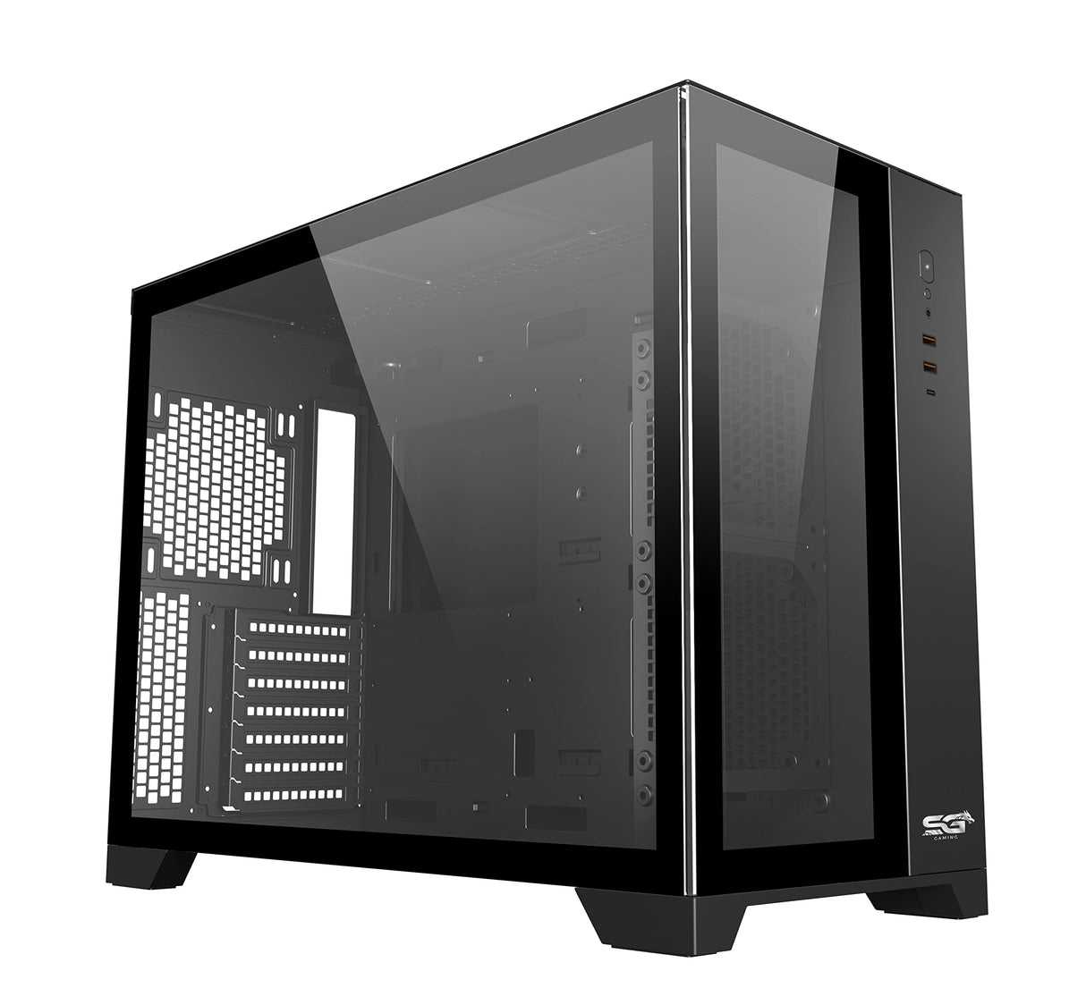 SaharaGaming (Panel de Metal Templado y Malla) (Solo Funda, Vidrio Templado) Compatible con E-ATX, ATX, Micro-ATX e ITX