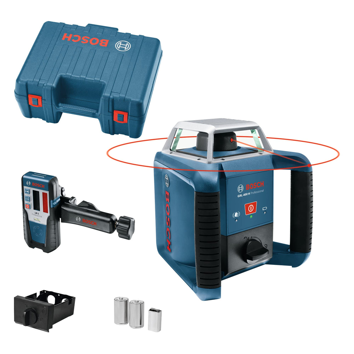 Bosch Professional Nivel láser giratorio GRL 400 H (uso con un solo botón, LR 45, alcance Ø: hasta 400m, en maletín)