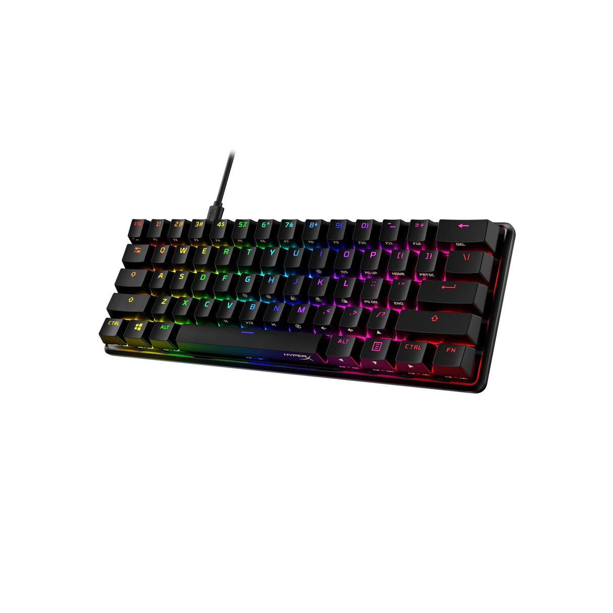 HyperX Alloy Origins 60 – Teclado mecánico para juegos - Formato ultracompacto al 60 % – Tecla HyperX Aqua (táctil) - Cubiertas de PBT de doble capa de las teclas - Retroiluminación LED RGB