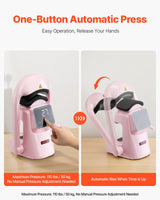VEVOR Prensa Térmica Automática para Gorras con 2 Platinas Intercambiables Pantalla Táctil para un Control Preciso de Tiempo y Temperatura, Impresión por Transferencia Térmica para Sombreros, Rosa