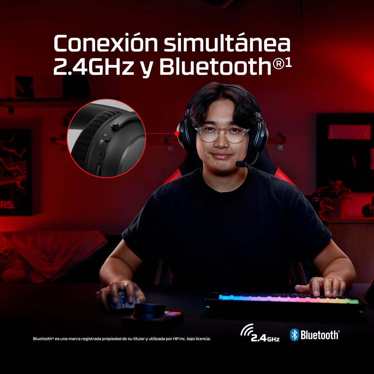 HyperX Cloud Alpha Wireless 2 - Auriculares Gaming inalámbricos con Base RGB, Drivers 53mm, batería hasta 250h, Bluetooth, 2.4GHz, PC, PS4, PS5, Xbox, Switch, Color Negro