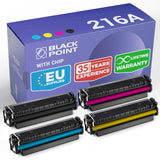Black Point [con Chip] Juego de 4 Cartuchos de Tóner para HP 216A HP W2410A W2411A W2412A W2413A para HP: Color Laser MFP M182n Color Laser MFP M183fw - Certificado TÜV