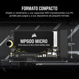 Corsair MP600 Micro 1TB M.2 NVMe PCIe x4 Gen4 SSD – M.2 2242 – hasta 7.000 MB/s de Lectura Secuencial – Compatible con Los Portátiles Lenovo Legion Go y Thin PCIe 4.0 – Negro
