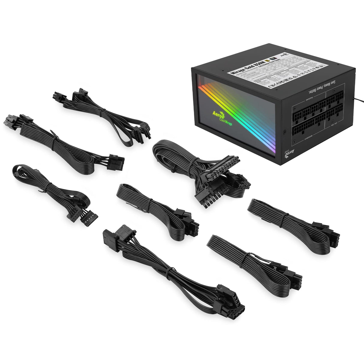 Aerocool MIRAGEGOLD 850W Fuente de Alimentación PC Modular RGB 80 Plus Gold, Condensadores Japoneses
