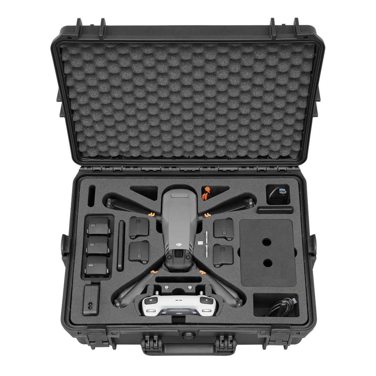 TOMcase Maleta para Drones Ready to Fly para dji Mavic 3 / Pro/Classic, Mando a Distancia estándar o dji RC/RC Pro, Carga de baterías en la Caja, Maleta Impermeable - Made in Germany (RTF)