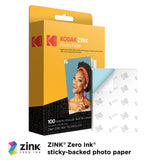 Kodak Papel fotográfico Zink Premium de 2x3 Pulgadas (100 Hojas) Compatible con cámaras e impresoras Kodak PRINTOMATIC, Kodak Smile y Step, papel adhesivo