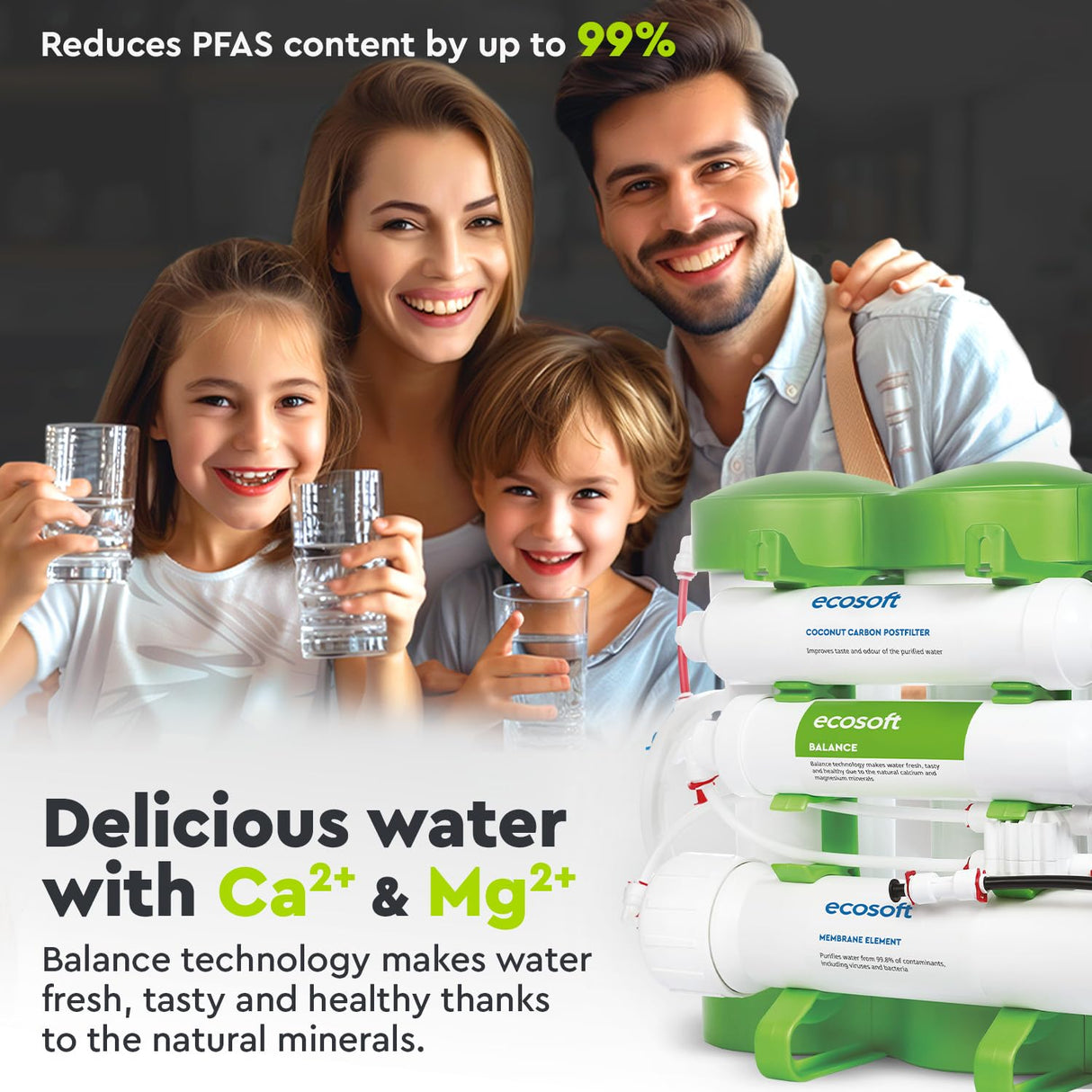 Ecosoft PURE Balance Filtro de Ósmosis Inversa Compacto | Sin Bomba | Mejora el Sabor del Agua Potable Doméstica