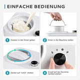EUHOMY Máquina de helados con compresor, 0,8 L, 100 W, máquina de hielo autorefrigerante, para helados, batidos, yogur congelado, batidos de leche, con cuenco y plantillas de recetas