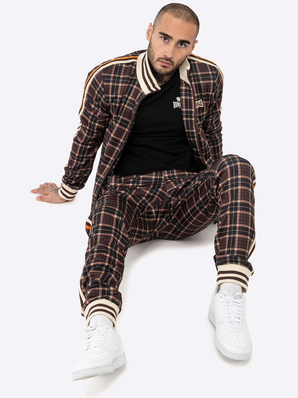 Lonsdale Hedley Chándal, Marrón/Crudo/Naranja, XXXL para Hombre