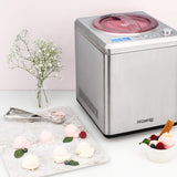 H.Koenig HF340 Máquina Para Hacer Helados Caseros y Sorbetes Profesionales, Heladera Con Compresor, 180 W, 2 Litros, Preparación 30 Mins, Pantalla LCD, Conservación En Frío, Acero Inoxidable