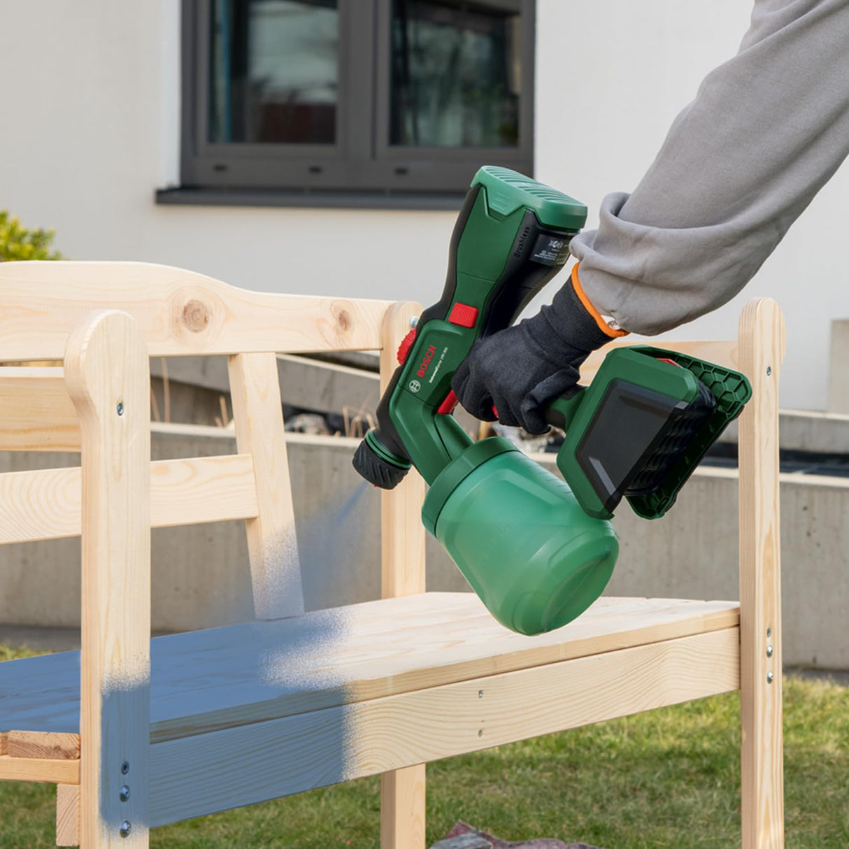 Bosch pulverizador Pintura con batería UniversalSpray 18V-300 (pulveriza Pintura de látex/emulsión, Barniz y Laca; 2 m²/min; depósito 1200 ml; Sistema 18V; sin batería)