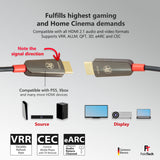FeinTech 8K HDMI - Cable de fibra óptica (20 m, 4 K, 120 Hz, 1440 p, 144 Hz, para juegos HDMI 2.1, PS5, Xbox PC, TV, 48 Gbps, compatible con eARC, CEC, VRR, HDR, Dolby Atmos, 3D, VMI90200)