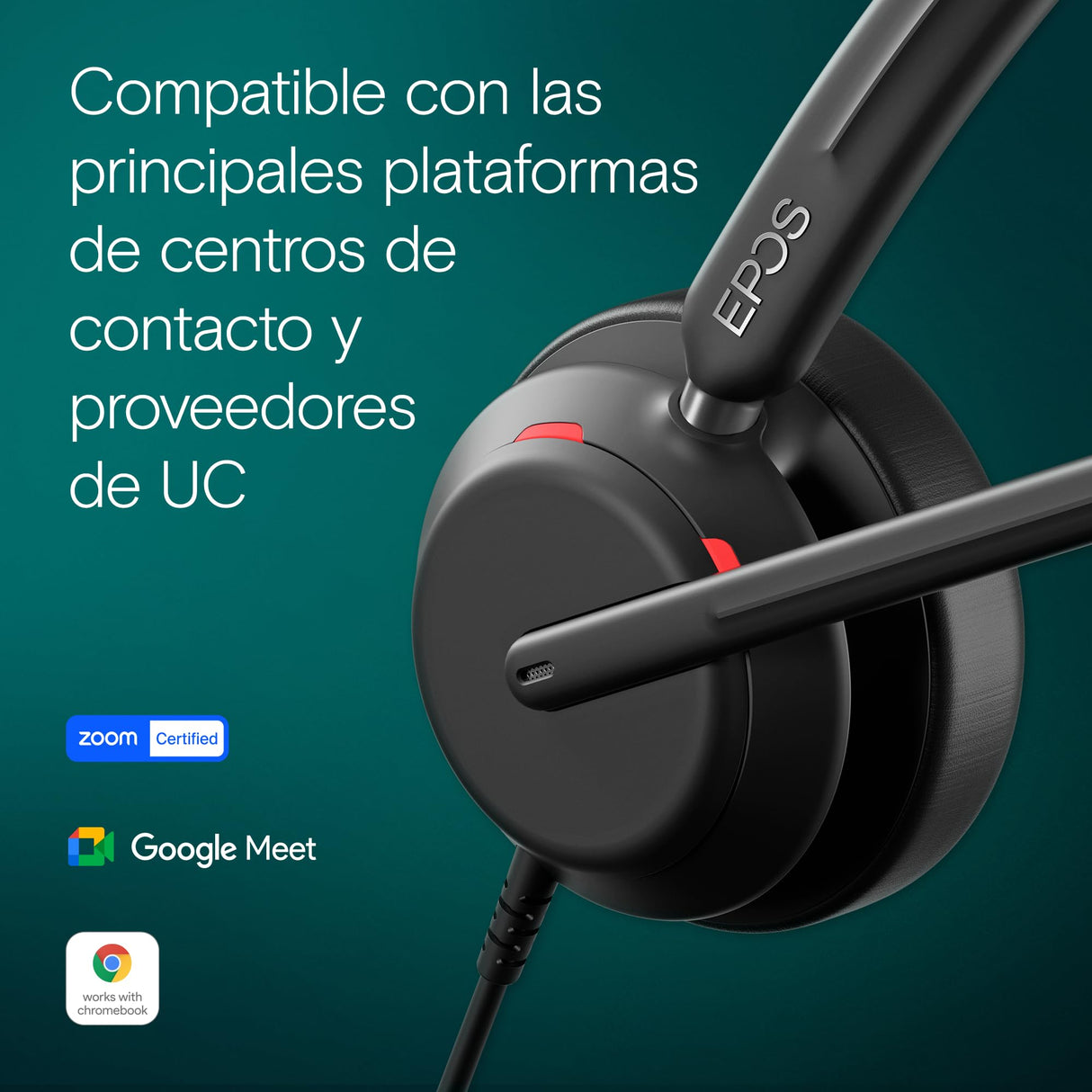 EPOS Impact 760 Auriculares USB-C y USB-A con Micrófono y Cancelación de Ruido, para Oficina y Negocios