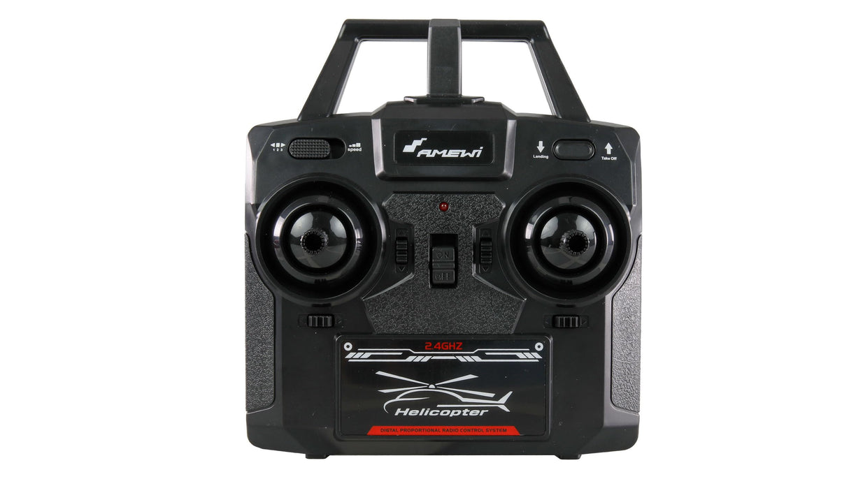 Amewi Bell 206 Jet Ranger CP Helicóptero de 6 Canales 6G RTF teledirigido Helicóptero Heli Scale, Rojo y Negro, 1:33