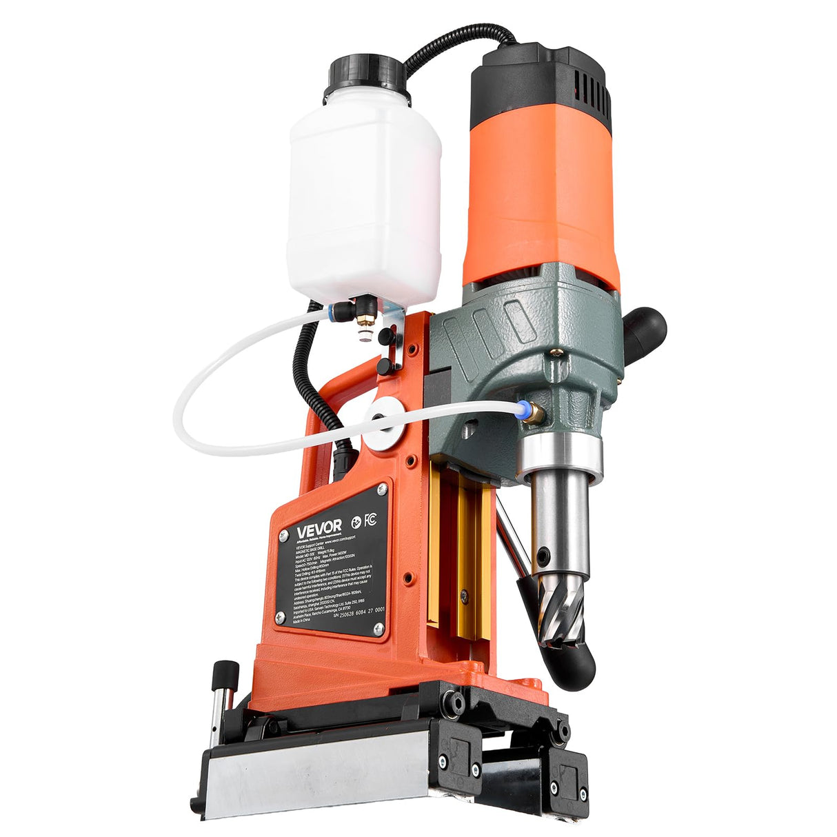 VEVOR Taladro Magnético de 1400 W, Diámetro de Perforación de 50 mm, Dirección Reversible, Velocidad de 0 a 850 RPM, Taladro Magnético con 6 Brocas para Bricolaje Industrial y Doméstico, Naranja