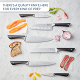 Tefal Jamie Oliver by K267S7 - Bloque de cuchillos de cocina de 7 piezas, 6 cuchillos de cocina + madera, alto rendimiento de corte, diseño distintivo, cuchillas resistentes y duraderas, marrón/negro