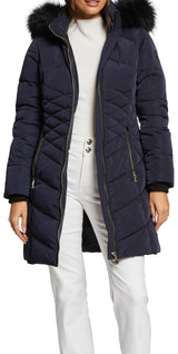 Morgan 242-gcleo Chaqueta Larga de plumón, Azul Marino, 36 para Mujer