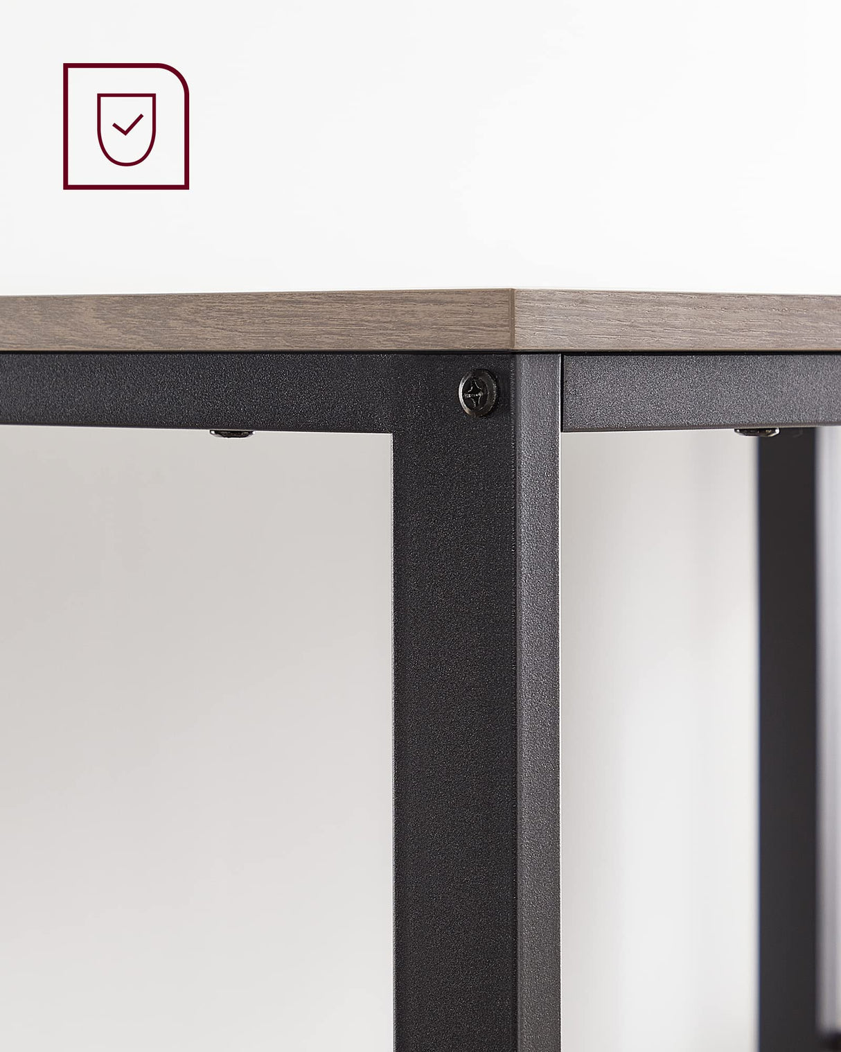 VASAGLE Escritorio, Mesa de Ordenador, con 2 Estante a la Izquierda o a la Derecha, para Oficina, Dormitorio, Estructura de Acero, Industrial, Greige y Negro LWD47MB