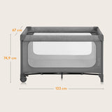lionelo Jasmin Easy FoldCuna de Viaje para Niños de hasta 15 kg de 0 a 36 Meses Colchón de Espuma T25, 2 Niveles de Altura, Easy Fold, Entrada Lateral, Ruedas (Grey Stone)