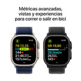 Apple Watch Ultra 2 GPS + Cellular Smartwatch, Reloj Deportivo con Caja de Titanio Negro Resistente de 49 mm y Pulsera Milanese Loop en Titanio Negro - Talla L. Monitor de entreno, Neutro en Carbono