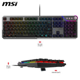 MSI Strike 600 Silent FR Teclado Gaming Silencioso - Interruptores táctiles Kailh Midnight Pro Silent, Teclas ergonómicas, Base Antideslizante, RGB Mystic Light por Tecla, USB 2.0 - Tamaño Completo