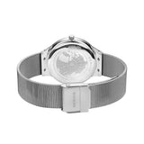 BERING 12934-000 Reloj de cuarzo para mujer con caja de acero inoxidable plateado de 34 mm y esfera plateada, correa milanesa, cristal de zafiro y resistencia al agua de 3 ATM
