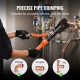 VEVOR Herramienta de Prensado Hidráulica de Tuberías para Accesorios de Tubos de Cobre, Mordazas de Cambio Rápido V12, V15, V18, V22, V28, Giratorio de 360° para Espacios Confinados, 415 x 220 x 70 mm