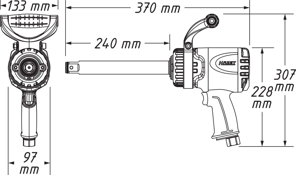 HAZET Twin Turbo 9014LGTT - Llave de impacto (husillo largo)